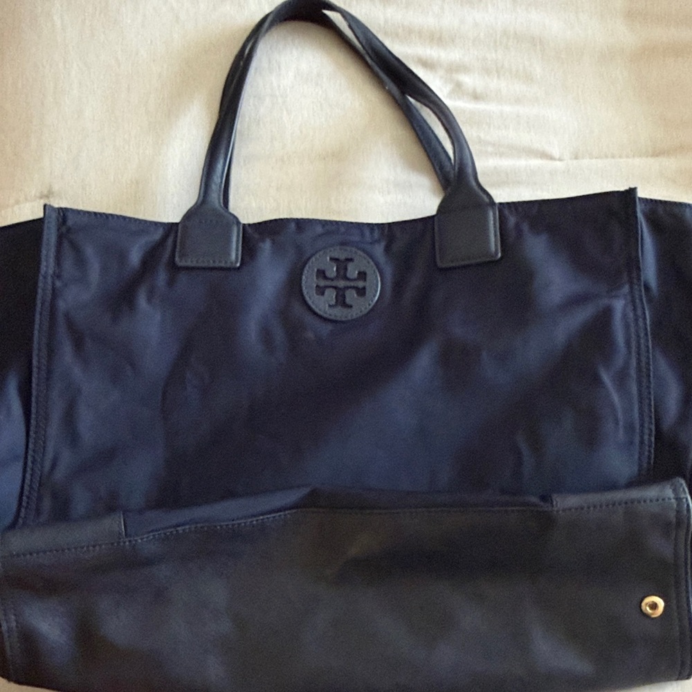 Tory Burch Dark Blue ELLA Tote with Logo - Picture 4 of 13